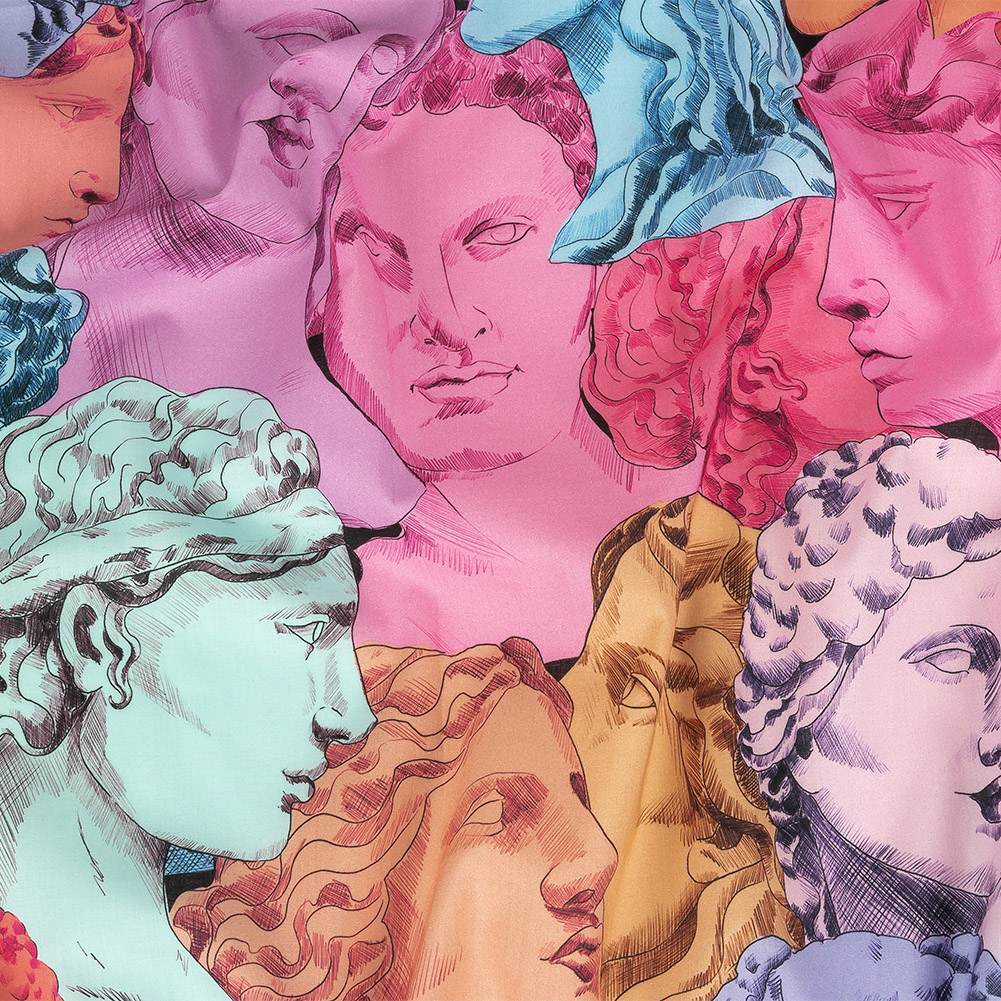 Cotton Voile – Rainbow Roman Busts – Saccharine Statuary Print – Mood Exclusive Sugar Collection Cotton Voile – Rainbow Roman Busts – Saccharine Statuary Print – Mood Exclusive Sugar Collection