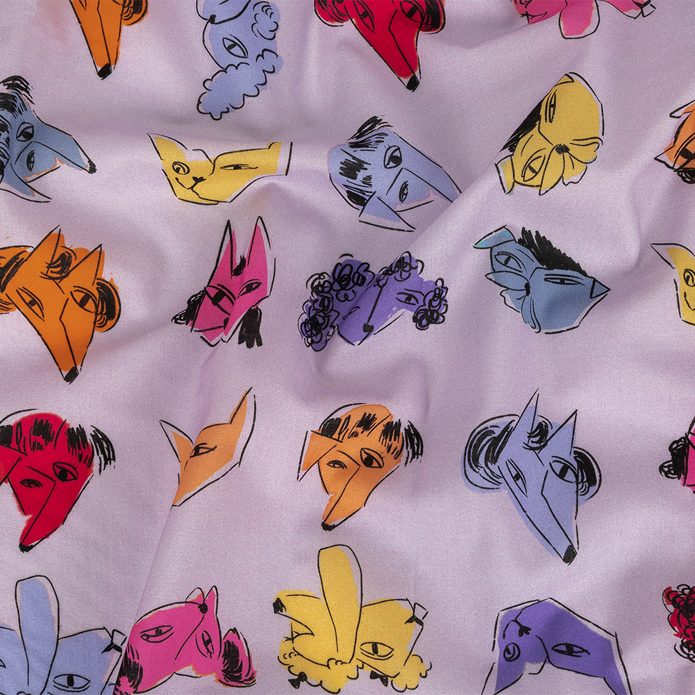 Cotton Voile – Lilac and Rainbow Dog Doodles – TREATS Print – Mood Exclusive Sugar Collection Cotton Voile – Lilac and Rainbow Dog Doodles – TREATS Print – Mood Exclusive Sugar Collection