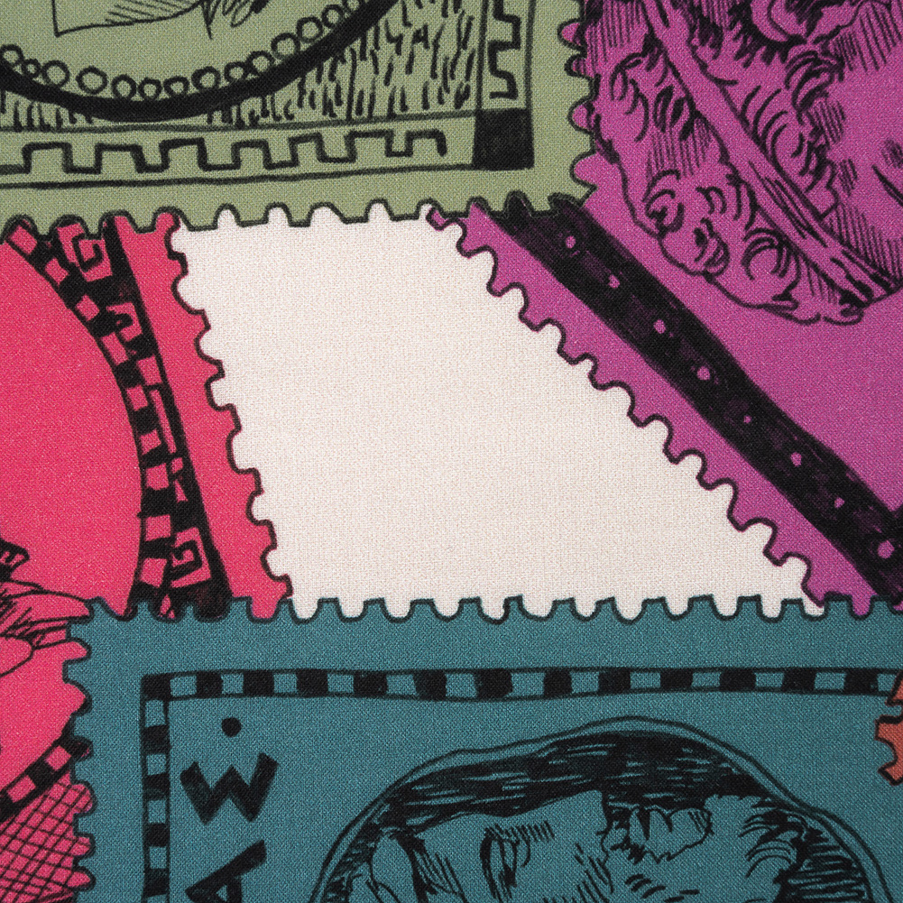 Cotton Voile - Rainbow Greek Bust Stamps - Sending Love Print - Mood Exclusive Sugar Collection