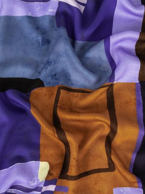 Rayon Challis Panel – Purple and Brown Painterly Geometric – Around the Block Print – Mood Exclusive Wisteria Collection Rayon Challis Panel – Purple and Brown Painterly Geometric – Around the Block Print – Mood Exclusive Wisteria Collection