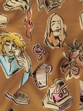 Rayon Challis – Golden Faces and Objects – Everyday Goddess Print – Mood Exclusive Wisteria Collection Rayon Challis – Golden Faces and Objects – Everyday Goddess Print – Mood Exclusive Wisteria Collection