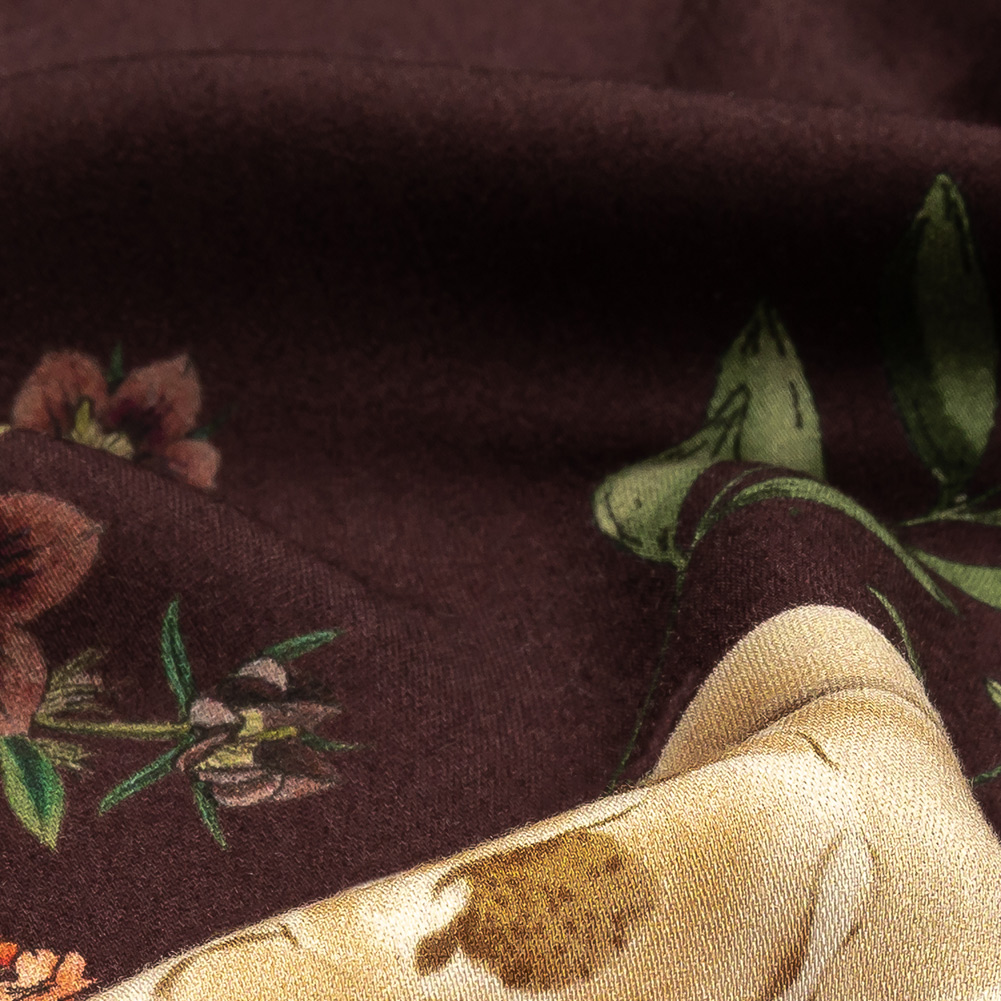 Rayon Challis – Deep Purple Floral – Baroque Bouquet Print – Mood Exclusive Wisteria Collection Rayon Challis – Deep Purple Floral – Baroque Bouquet Print – Mood Exclusive Wisteria Collection