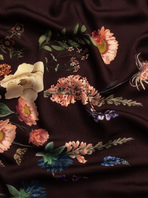 Rayon Challis – Deep Purple Floral – Baroque Bouquet Print – Mood Exclusive Wisteria Collection Rayon Challis – Deep Purple Floral – Baroque Bouquet Print – Mood Exclusive Wisteria Collection