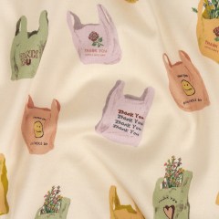 Stretch Cotton Sateen – Purple, Yellow and Green Shopping Bags – Come Again Soon Print – Mood Exclusive Wisteria Collection Stretch Cotton Sateen – Purple, Yellow and Green Shopping Bags – Come Again Soon Print – Mood Exclusive Wisteria Collection