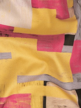 Stretch Cotton Sateen – Purple, Pink and Yellow Painterly Geometric – Theory of Abstraction Print – Mood Exclusive Wisteria Collection Stretch Cotton Sateen – Purple, Pink and Yellow Painterly Geometric – Theory of Abstraction Print – Mood Exclusive Wisteria Collection