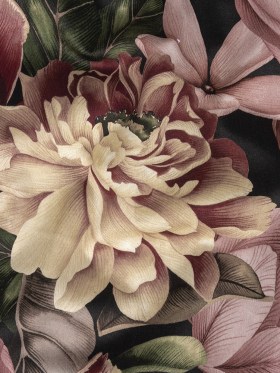 Stretch Cotton Sateen – Black and Plum Floral – Vision of Romance Print – Mood Exclusive Wisteria Collection Stretch Cotton Sateen – Black and Plum Floral – Vision of Romance Print – Mood Exclusive Wisteria Collection