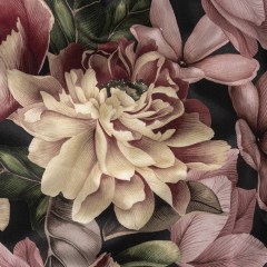 Stretch Cotton Sateen – Black and Plum Floral – Vision of Romance Print – Mood Exclusive Wisteria Collection Stretch Cotton Sateen – Black and Plum Floral – Vision of Romance Print – Mood Exclusive Wisteria Collection