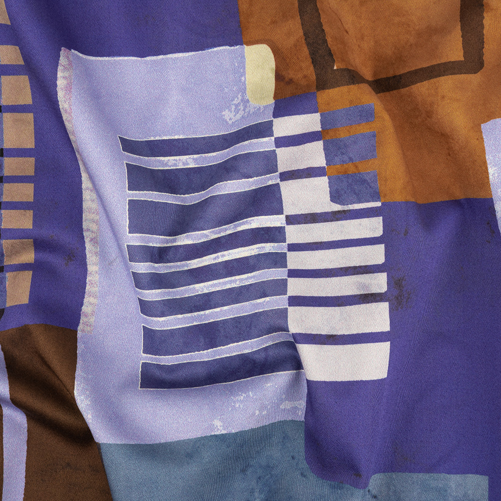 Stretch Cotton Sateen Panel – Purple and Brown Painterly Geometric – Around the Block Print – Mood Exclusive Wisteria Collection Stretch Cotton Sateen Panel – Purple and Brown Painterly Geometric – Around the Block Print – Mood Exclusive Wisteria Collection