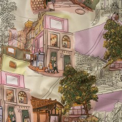 Cotton Voile – Multicolor Streetscapes and Trees – Growing Roots Print – Mood Exclusive Wisteria Collection Cotton Voile – Multicolor Streetscapes and Trees – Growing Roots Print – Mood Exclusive Wisteria Collection