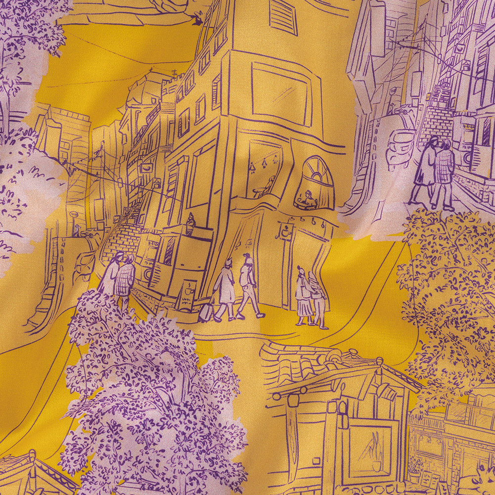Cotton Voile – Orange and Fair Orchid Streetscapes and Trees – Growing Roots Print – Mood Exclusive Wisteria Collection Cotton Voile – Orange and Fair Orchid Streetscapes and Trees – Growing Roots Print – Mood Exclusive Wisteria Collection