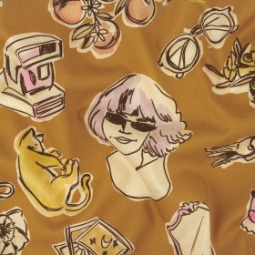 Cotton Voile – Golden Faces and Objects – Everyday Goddess Print – Mood Exclusive Wisteria Collection Cotton Voile – Golden Faces and Objects – Everyday Goddess Print – Mood Exclusive Wisteria Collection