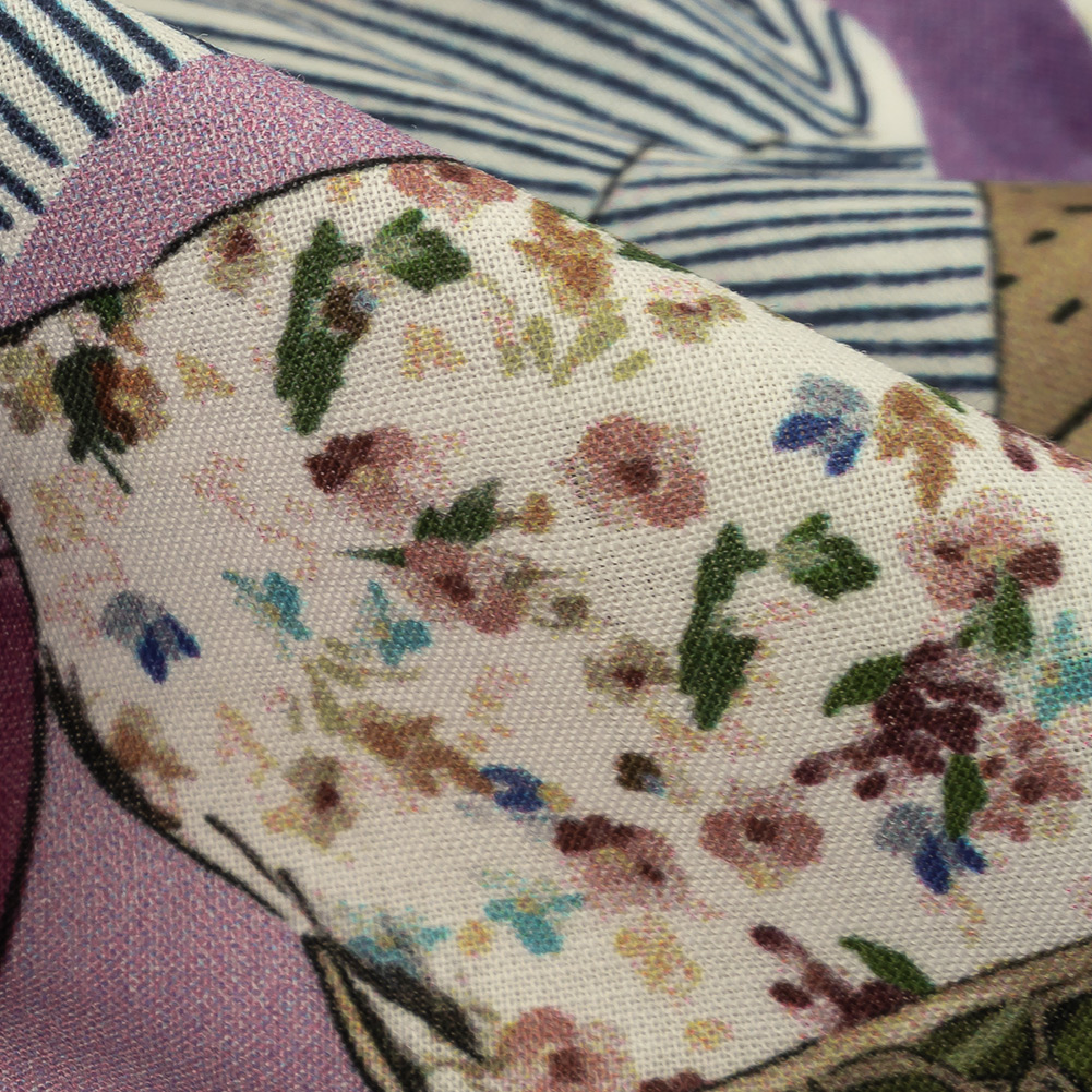 Cotton Voile - Lavender Clothes and Plants - Morning Memory Print - Mood Exclusive Wisteria Collection