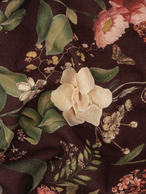 Linen and Rayon Woven – Deep Purple Floral – Baroque Bouquet Print – Mood Exclusive Wisteria Collection Linen and Rayon Woven – Deep Purple Floral – Baroque Bouquet Print – Mood Exclusive Wisteria Collection