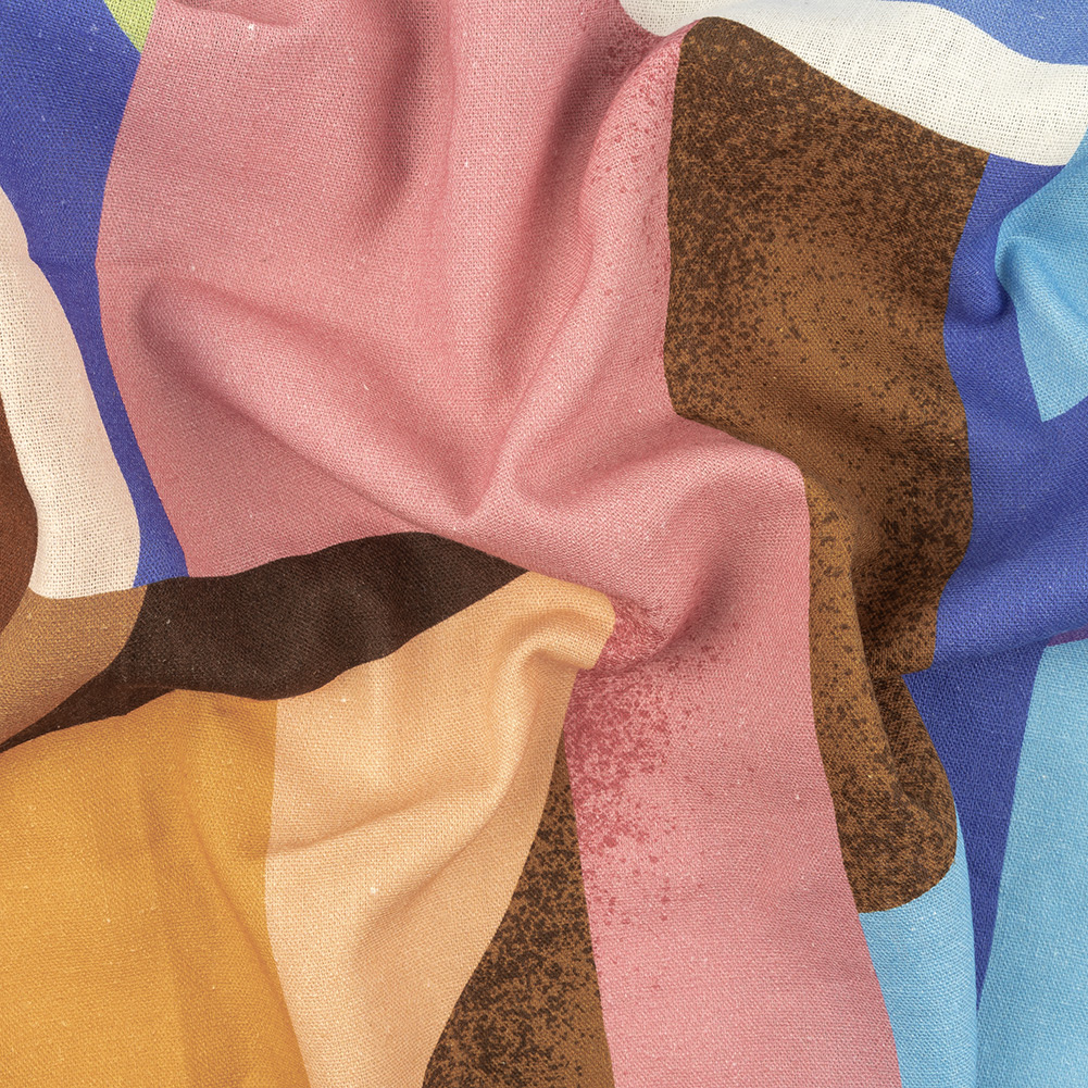 Linen and Rayon Woven – Multicolor Abstract – Wide Open Spaces Print – Mood Exclusive Wisteria Collection Linen and Rayon Woven – Multicolor Abstract – Wide Open Spaces Print – Mood Exclusive Wisteria Collection