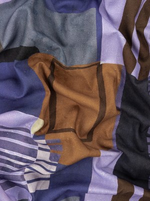 Linen and Rayon Woven Panel – Purple and Brown Painterly Geometric – Around the Block Print – Mood Exclusive Wisteria Collection Linen and Rayon Woven Panel – Purple and Brown Painterly Geometric – Around the Block Print – Mood Exclusive Wisteria Collection