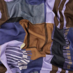 Linen and Rayon Woven Panel – Purple and Brown Painterly Geometric – Around the Block Print – Mood Exclusive Wisteria Collection Linen and Rayon Woven Panel – Purple and Brown Painterly Geometric – Around the Block Print – Mood Exclusive Wisteria Collection
