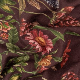 Linen and Rayon Woven – Dark Purple Floral – Wild Fantasia Print – Mood Exclusive Wisteria Collection Linen and Rayon Woven – Dark Purple Floral – Wild Fantasia Print – Mood Exclusive Wisteria Collection