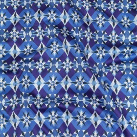 Stretch Cotton Sateen – Blue and Purple Geometric – Crystalline Culture Print – Mood Exclusive Indigo Collection Stretch Cotton Sateen – Blue and Purple Geometric – Crystalline Culture Print – Mood Exclusive Indigo Collection