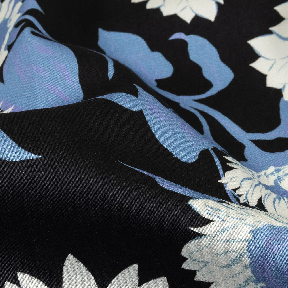 Stretch Cotton Sateen – Blue Floral – Adore You Print – Mood Exclusive Indigo Collection Stretch Cotton Sateen – Blue Floral – Adore You Print – Mood Exclusive Indigo Collection