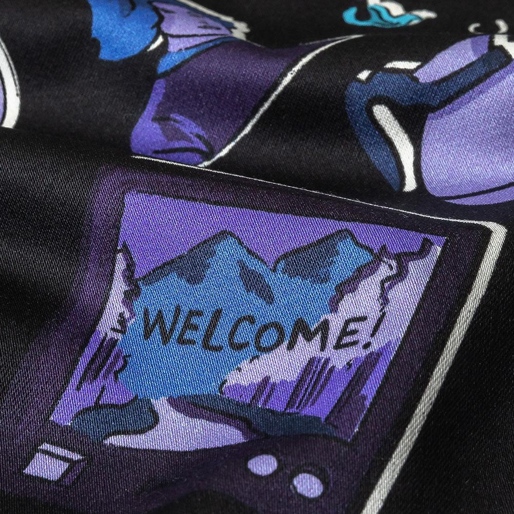 Stretch Cotton Sateen – Purple and Blue Iconic Symbols – Live at Sun Studio Print – Mood Exclusive Indigo Collection Stretch Cotton Sateen – Purple and Blue Iconic Symbols – Live at Sun Studio Print – Mood Exclusive Indigo Collection