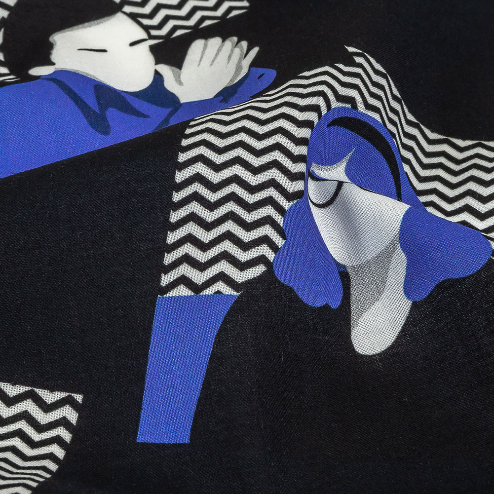 Cotton Voile – Blue and Black Talking Heads – In the Blues Print – Mood Exclusive Indigo Collection Cotton Voile – Blue and Black Talking Heads – In the Blues Print – Mood Exclusive Indigo Collection
