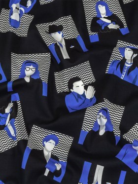 Cotton Voile – Blue and Black Talking Heads – In the Blues Print – Mood Exclusive Indigo Collection Cotton Voile – Blue and Black Talking Heads – In the Blues Print – Mood Exclusive Indigo Collection