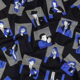 Cotton Voile – Blue and Black Talking Heads – In the Blues Print – Mood Exclusive Indigo Collection Cotton Voile – Blue and Black Talking Heads – In the Blues Print – Mood Exclusive Indigo Collection