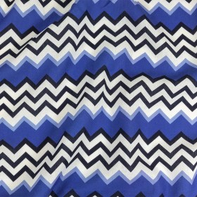 Linen and Rayon Woven – Blue and Black Zig Zags – Blues Night Print – Mood Exclusive Indigo Collection Linen and Rayon Woven – Blue and Black Zig Zags – Blues Night Print – Mood Exclusive Indigo Collection