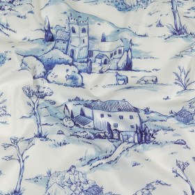 Cotton Voile – Blue and White Toile – Blue Period Print – Mood Exclusive Indigo Collection Cotton Voile – Blue and White Toile – Blue Period Print – Mood Exclusive Indigo Collection