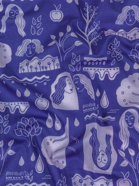 Cotton Voile – Purple Illustrative Symbols – Indigo For It Print – Mood Exclusive Indigo Collection Cotton Voile – Purple Illustrative Symbols – Indigo For It Print – Mood Exclusive Indigo Collection