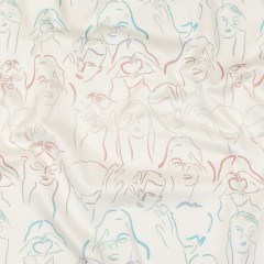 Stretch Cotton Sateen – Pink, White and Blue Faces and Hands – Language of Love Print – Mood Exclusive Pride Collection Stretch Cotton Sateen – Pink, White and Blue Faces and Hands – Language of Love Print – Mood Exclusive Pride Collection