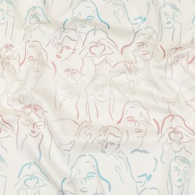 Stretch Cotton Sateen – Pink, White and Blue Faces and Hands – Language of Love Print – Mood Exclusive Pride Collection Stretch Cotton Sateen – Pink, White and Blue Faces and Hands – Language of Love Print – Mood Exclusive Pride Collection