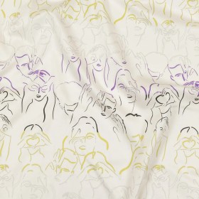 Stretch Cotton Sateen – Purple, Yellow and Black Faces and Hands – Language of Love Print – Mood Exclusive Pride Collection Stretch Cotton Sateen – Purple, Yellow and Black Faces and Hands – Language of Love Print – Mood Exclusive Pride Collection