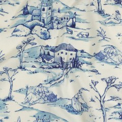 Linen and Rayon Woven – Blue and White Toile – Blue Period Print – Mood Exclusive Indigo Collection Linen and Rayon Woven – Blue and White Toile – Blue Period Print – Mood Exclusive Indigo Collection
