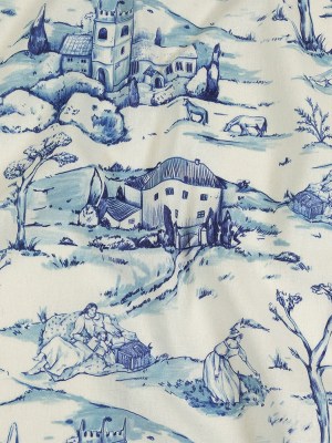 Linen and Rayon Woven – Blue and White Toile – Blue Period Print – Mood Exclusive Indigo Collection Linen and Rayon Woven – Blue and White Toile – Blue Period Print – Mood Exclusive Indigo Collection