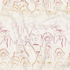Stretch Cotton Sateen – Pink, White and Orange Faces and Hands – Language of Love Print – Mood Exclusive Pride Collection Stretch Cotton Sateen – Pink, White and Orange Faces and Hands – Language of Love Print – Mood Exclusive Pride Collection