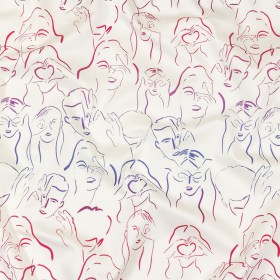 Stretch Cotton Sateen – Purple, Pink and Blue Faces and Hands – Language of Love Print – Mood Exclusive Pride Collection Stretch Cotton Sateen – Purple, Pink and Blue Faces and Hands – Language of Love Print – Mood Exclusive Pride Collection