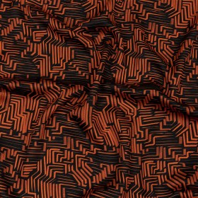 Rayon Challis – Black and Orange Geometric Lines – Ci-Trust the Process Print – Mood Exclusive Citrus Collection Rayon Challis – Black and Orange Geometric Lines – Ci-Trust the Process Print – Mood Exclusive Citrus Collection