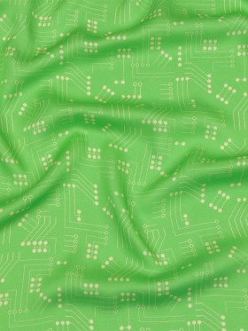 Rayon Challis – Green Circuit Board Dots – Circuit Breaker Print – Mood Exclusive Citrus Collection Rayon Challis – Green Circuit Board Dots – Circuit Breaker Print – Mood Exclusive Citrus Collection