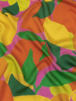 Rayon Challis – Citrus Fruits – Zest Friends Print – Mood Exclusive Citrus Collection Rayon Challis – Citrus Fruits – Zest Friends Print – Mood Exclusive Citrus Collection
