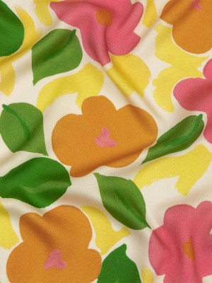 Rayon Challis – Pink and Orange Simplistic Floral – Chalk Party Print – Mood Exclusive Citrus Collection Rayon Challis – Pink and Orange Simplistic Floral – Chalk Party Print – Mood Exclusive Citrus Collection