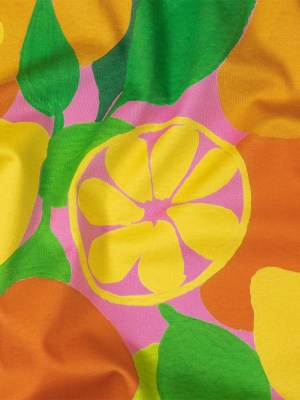 Stretch Cotton Sateen – Citrus Fruits – Zest Friends Print – Mood Exclusive Citrus Collection Stretch Cotton Sateen – Citrus Fruits – Zest Friends Print – Mood Exclusive Citrus Collection