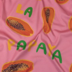 Stretch Cotton Sateen – Pink Papayas – Snack Time Print – Mood Exclusive Citrus Collection Stretch Cotton Sateen – Pink Papayas – Snack Time Print – Mood Exclusive Citrus Collection