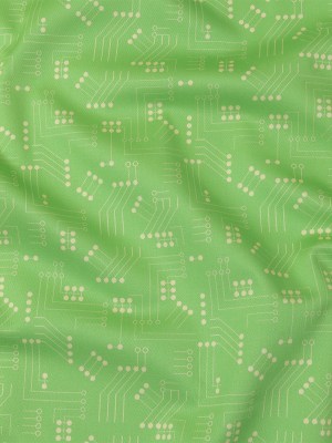 Stretch Cotton Sateen – Green Circuit Board Dots – Circuit Breaker Print – Mood Exclusive Citrus Collection Stretch Cotton Sateen – Green Circuit Board Dots – Circuit Breaker Print – Mood Exclusive Citrus Collection