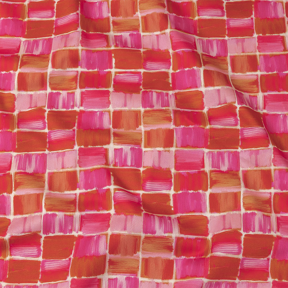 Stretch Cotton Sateen – Pink Painted Squares – Swatch Me Print – Mood Exclusive Citrus Collection Stretch Cotton Sateen – Pink Painted Squares – Swatch Me Print – Mood Exclusive Citrus Collection