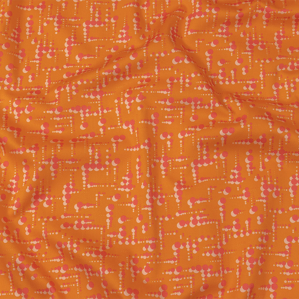 Stretch Cotton Sateen – Orange and Pink Dot Lines – Spot of Sunshine Print – Mood Exclusive Citrus Collection Stretch Cotton Sateen – Orange and Pink Dot Lines – Spot of Sunshine Print – Mood Exclusive Citrus Collection