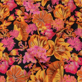 Stretch Cotton Sateen – Black, Pink and Yellow Floral – Tangerine Dreams Print – Mood Exclusive Citrus Collection Stretch Cotton Sateen – Black, Pink and Yellow Floral – Tangerine Dreams Print – Mood Exclusive Citrus Collection