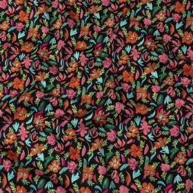Stretch Cotton Sateen – Pink, Blue and Black Floral – Confetti Fete Print – Mood Exclusive Citrus Collection Stretch Cotton Sateen – Pink, Blue and Black Floral – Confetti Fete Print – Mood Exclusive Citrus Collection