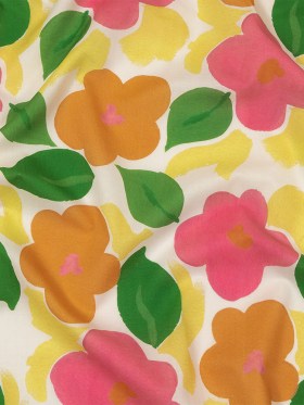 Cotton Voile – Pink and Orange Simplistic Floral – Chalk Party Print – Mood Exclusive Citrus Collection Cotton Voile – Pink and Orange Simplistic Floral – Chalk Party Print – Mood Exclusive Citrus Collection