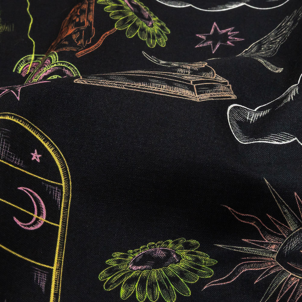 Cotton Voile – Black Trees and Windows – Summer Nights Print – Mood Exclusive Citrus Collection Cotton Voile – Black Trees and Windows – Summer Nights Print – Mood Exclusive Citrus Collection